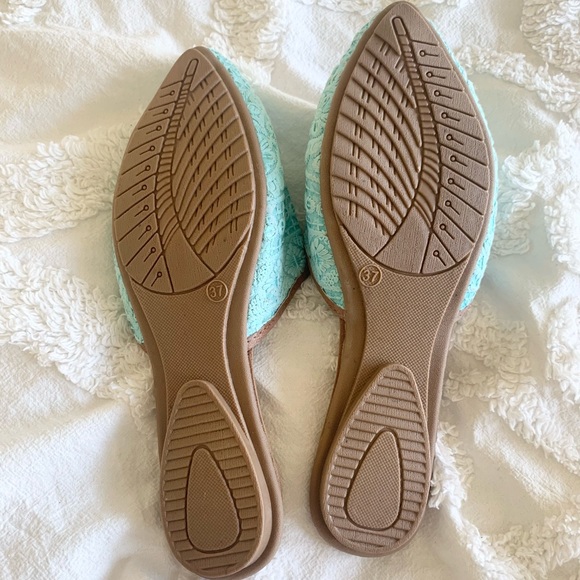 NWOT Genuine Indian Boho Aqua Blue Sequined Flats/Mules - Picture 5 of 5